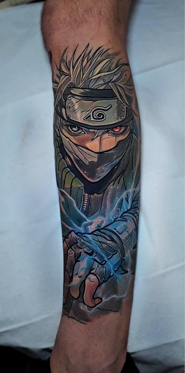 Photo of the tattoo titled Naruto Leg Sleeve Kakashi