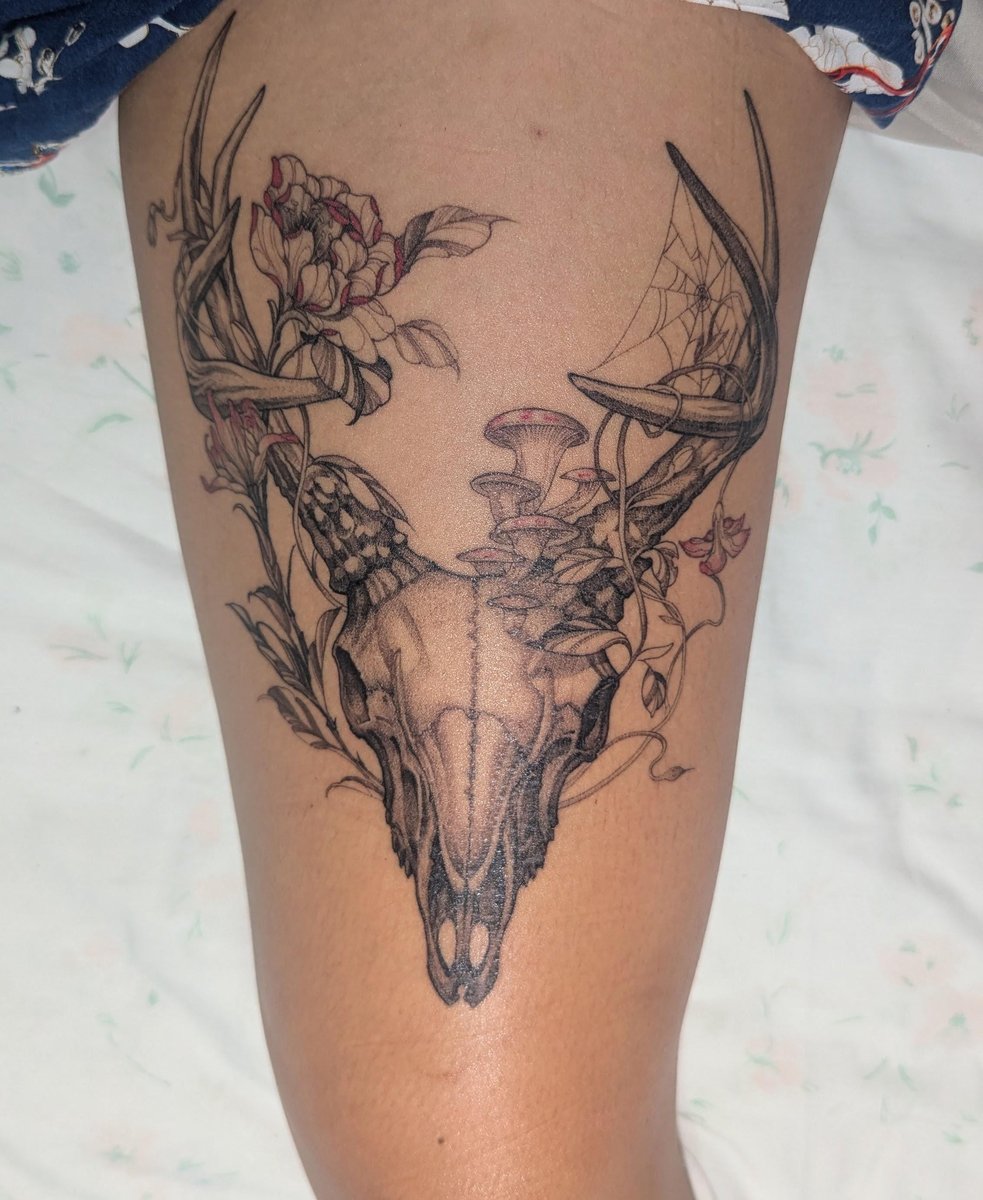 Photo of the tattoo titled Deer Skull Symbol of Resilience