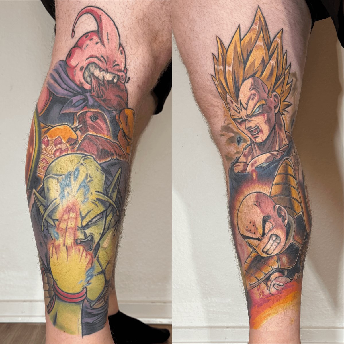 Photo of the tattoo titled Dragon Ball Z Leg Sleeve Begins