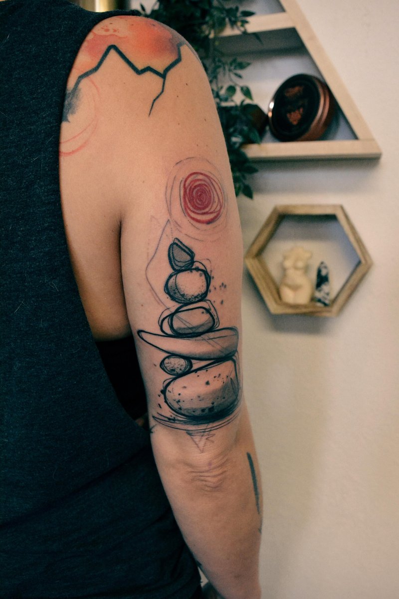 Photo of the tattoo titled Hiking Cairn Trail Marker
