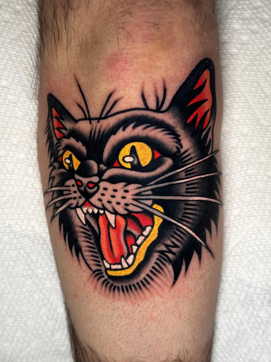 Photo of the tattoo titled My Black Cat Companion
