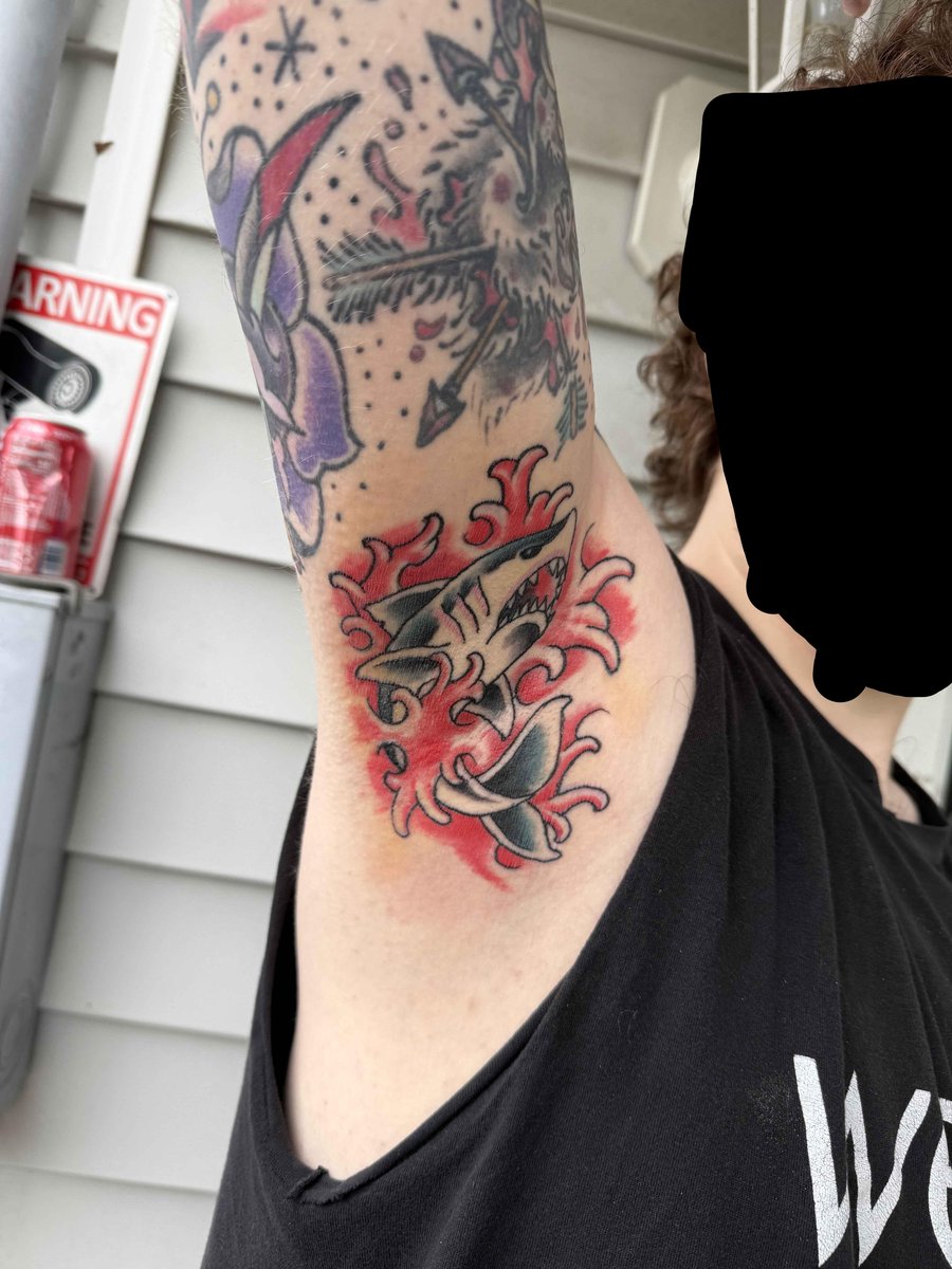 Photo of the tattoo titled Shark Pit Encounter