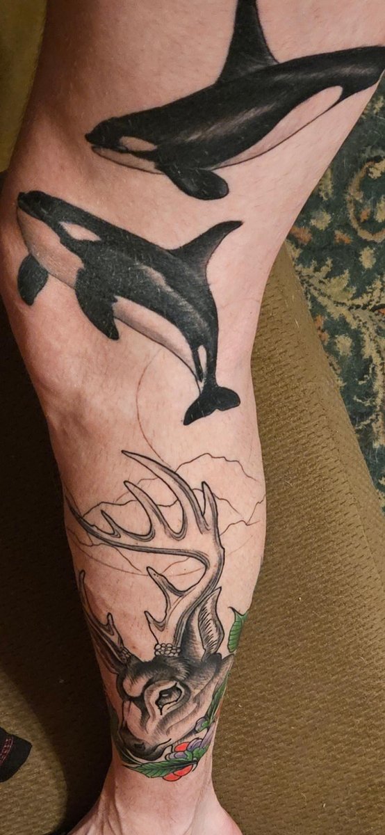 Photo of the tattoo titled Vermont Themed First Leg Sleeve