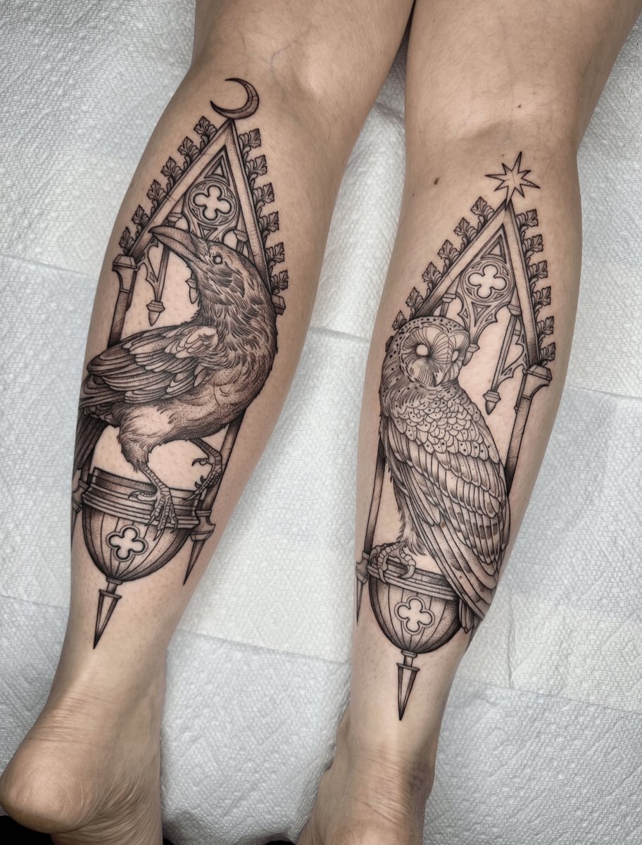Photo of the tattoo titled Calf Birbs: A Two-Day Tattoo Journey