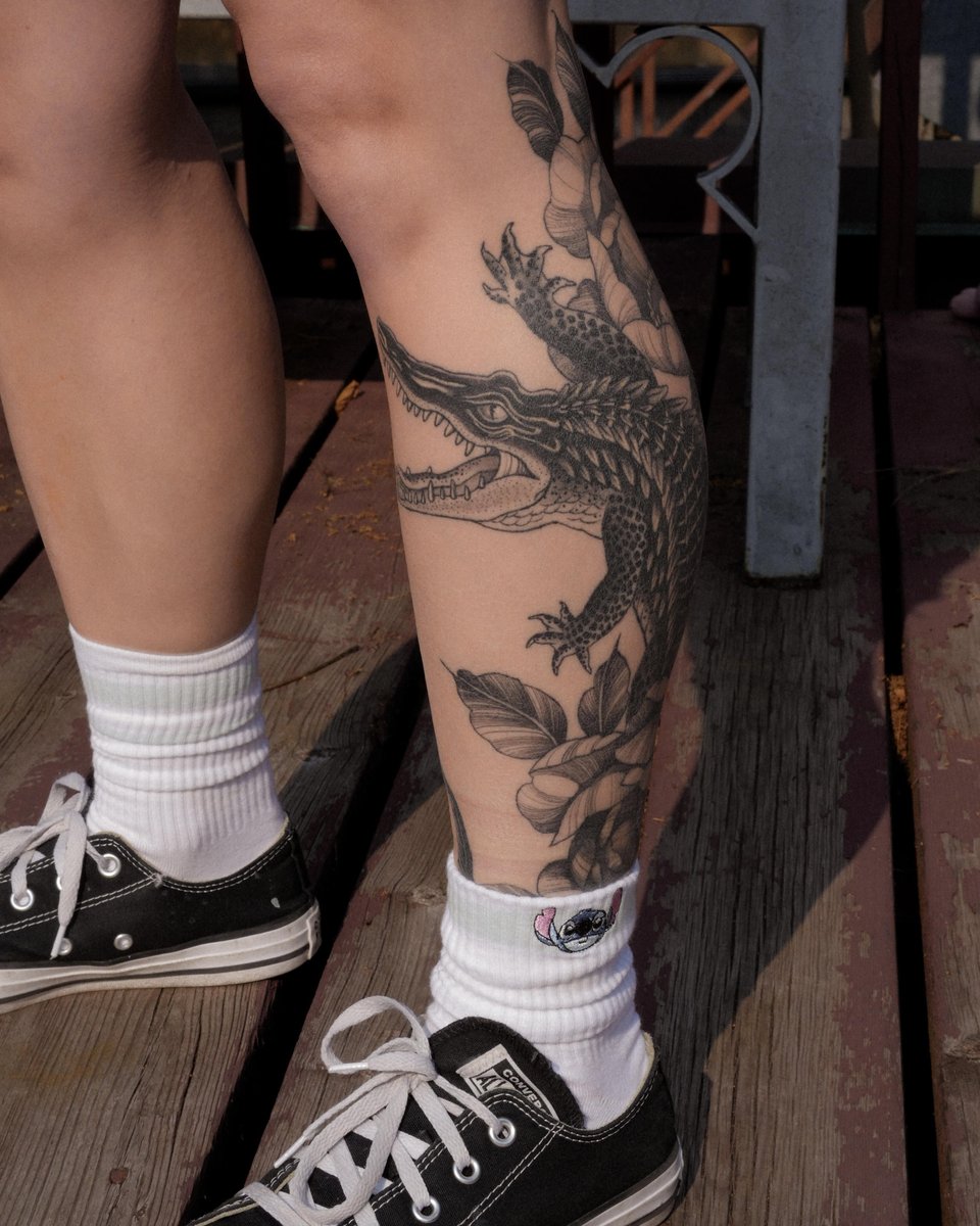 Photo of the tattoo titled Healed Crocodile Symbol of Resilience