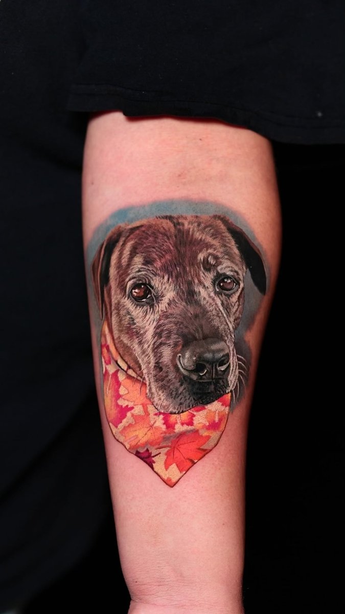 Photo of the tattoo titled Cherished Dog Portrait
