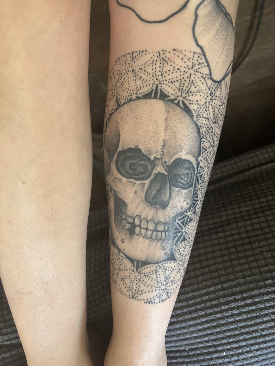 Photo of the tattoo titled Mandala and Skeleton Bloom