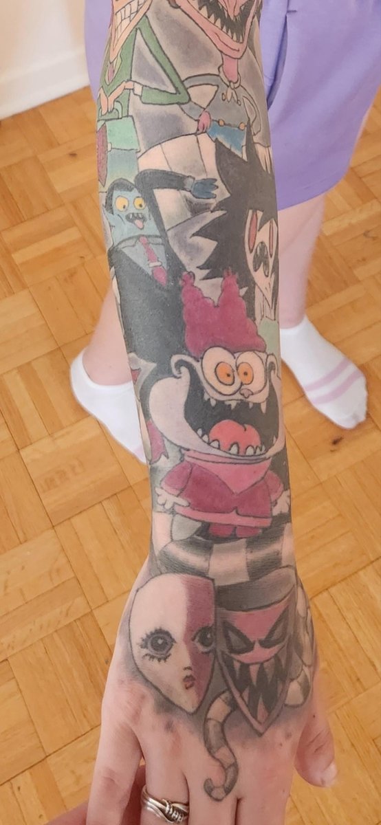 Photo of the tattoo titled Nostalgic Cartoon Sleeve