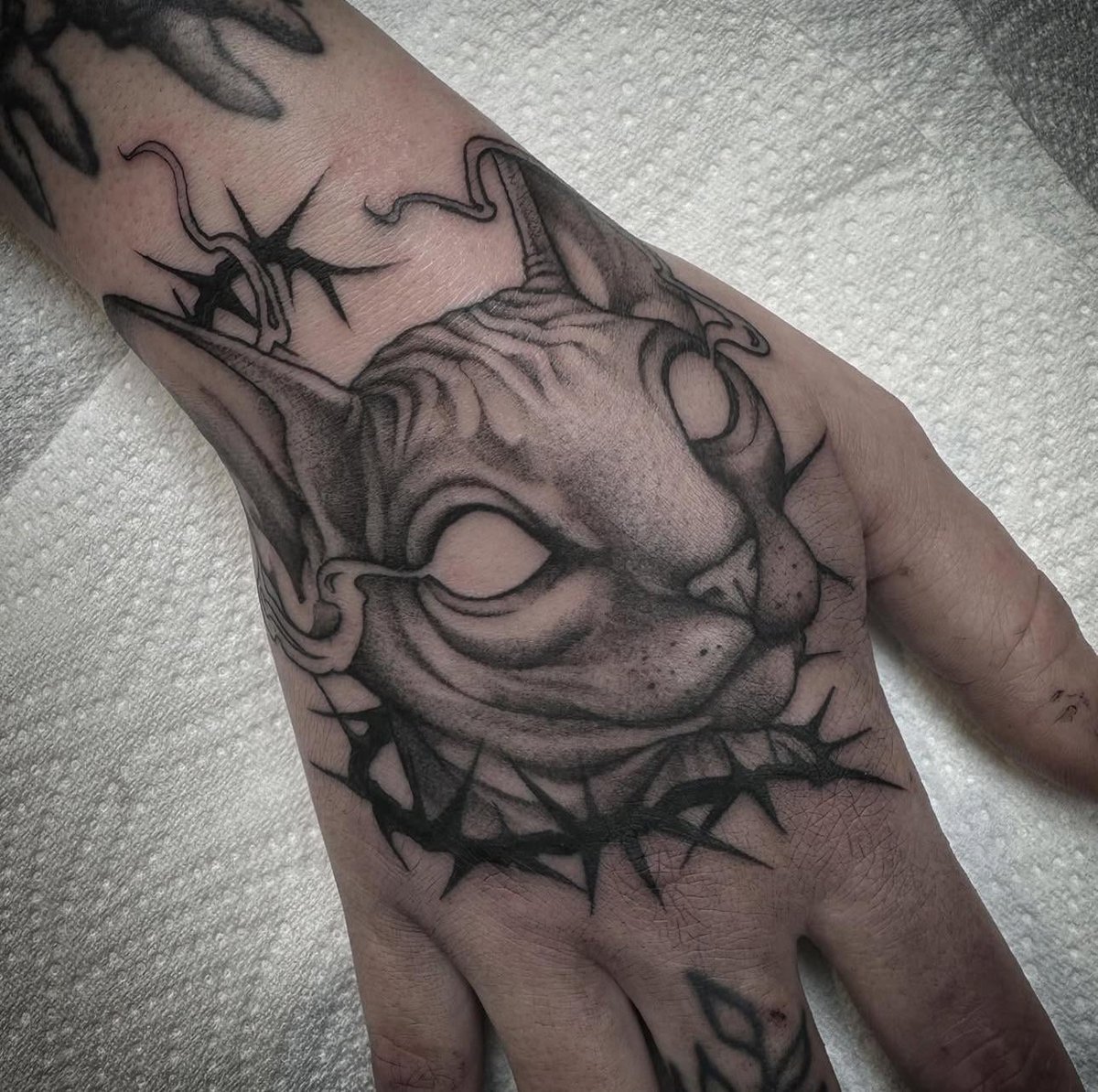 Photo of the tattoo titled My Favorite Sphinx Cat Tattoo