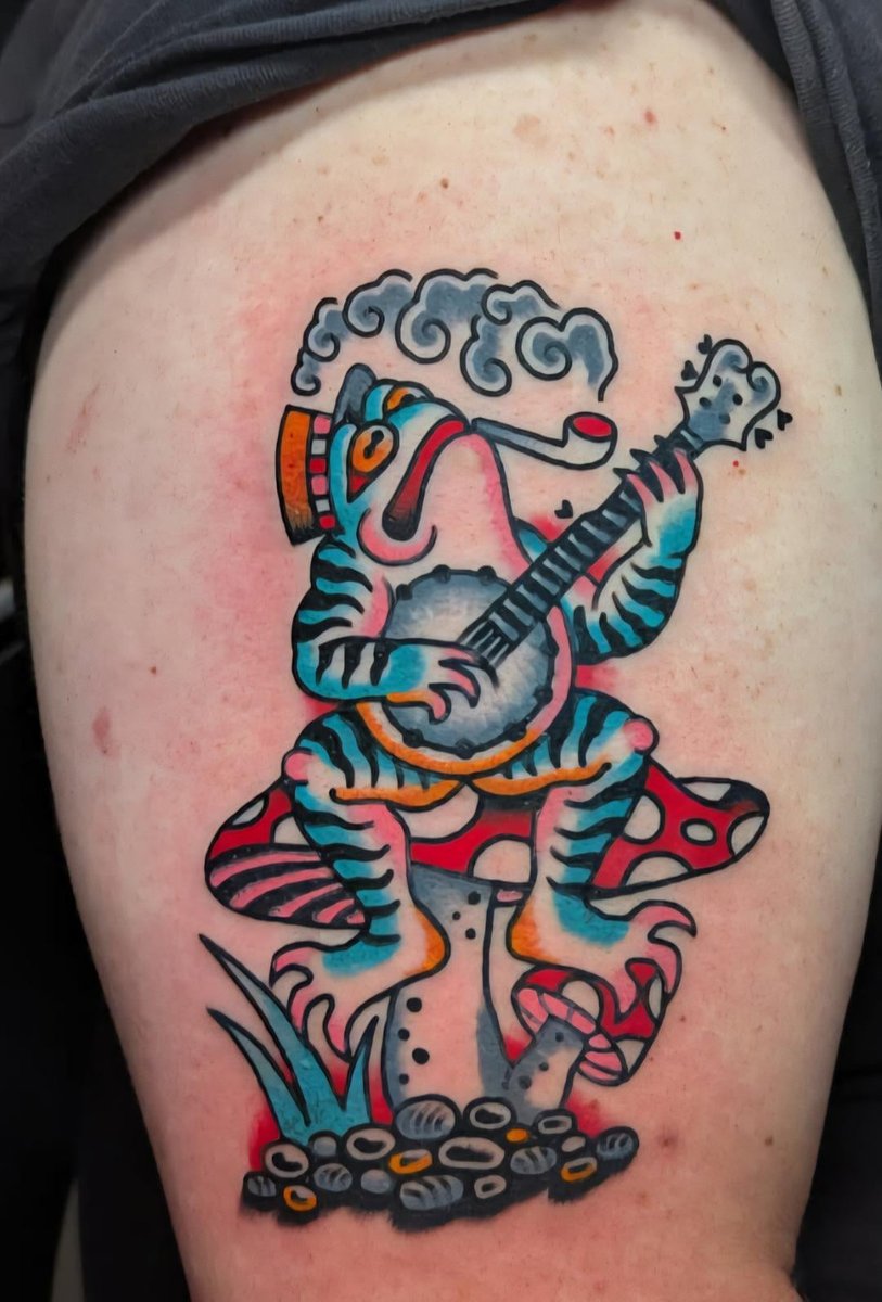 Photo of the tattoo titled Banjo Frog Music Lover