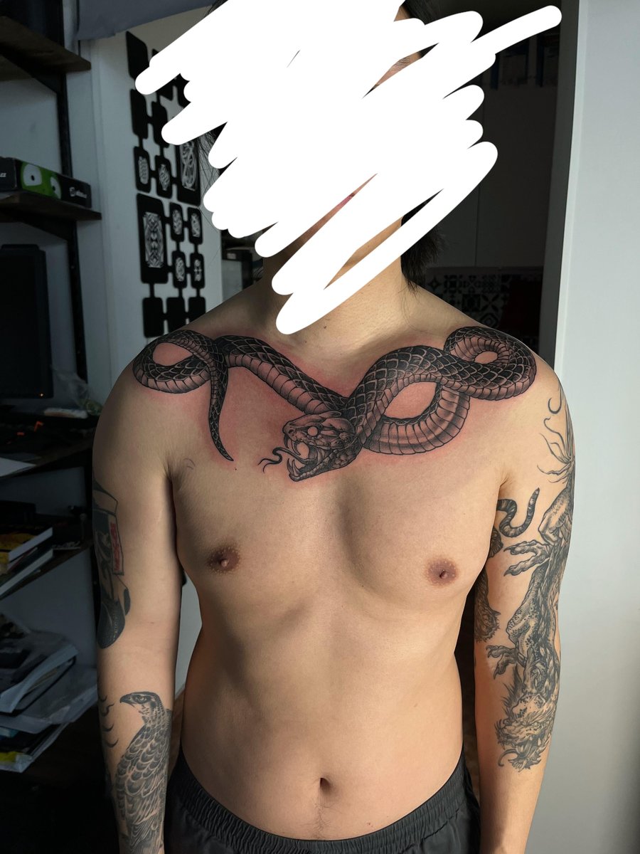 Photo of the tattoo titled Upper Chest Snake