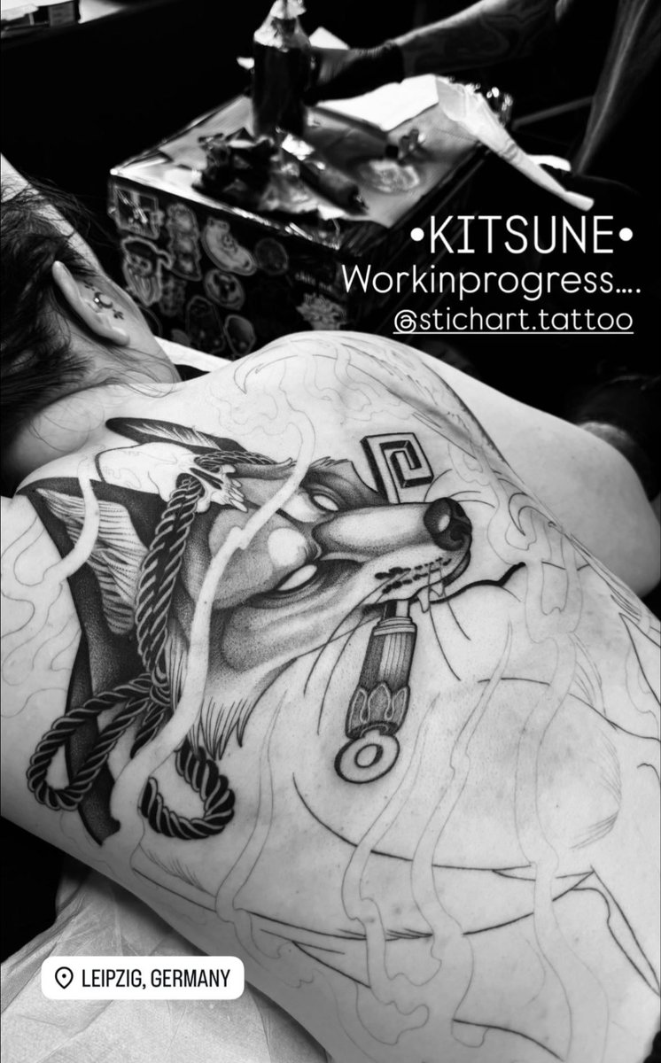Photo of the tattoo titled Back Kitsune in Progress