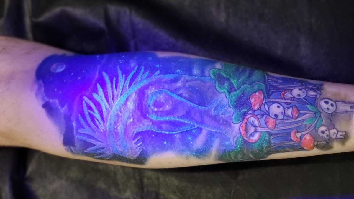 Photo of the tattoo titled Studio Ghibli Blacklight Magic