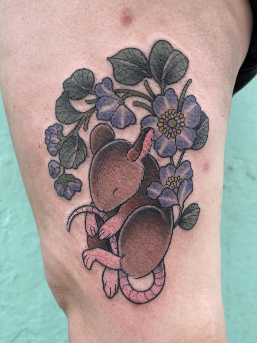 Photo of the tattoo titled Cute Sleepy Mouse Flash Tattoo