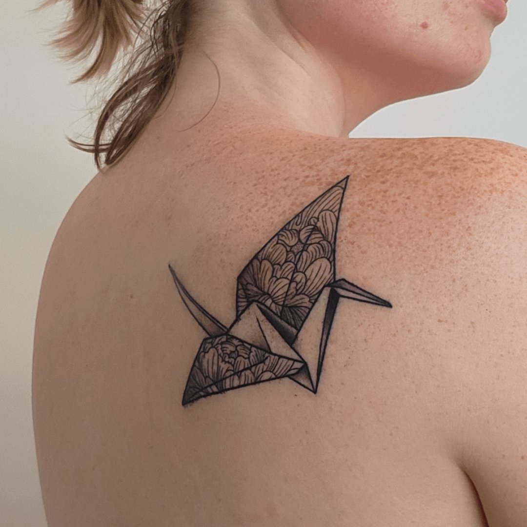Photo of the tattoo titled Paper Crane Fresh in 2023