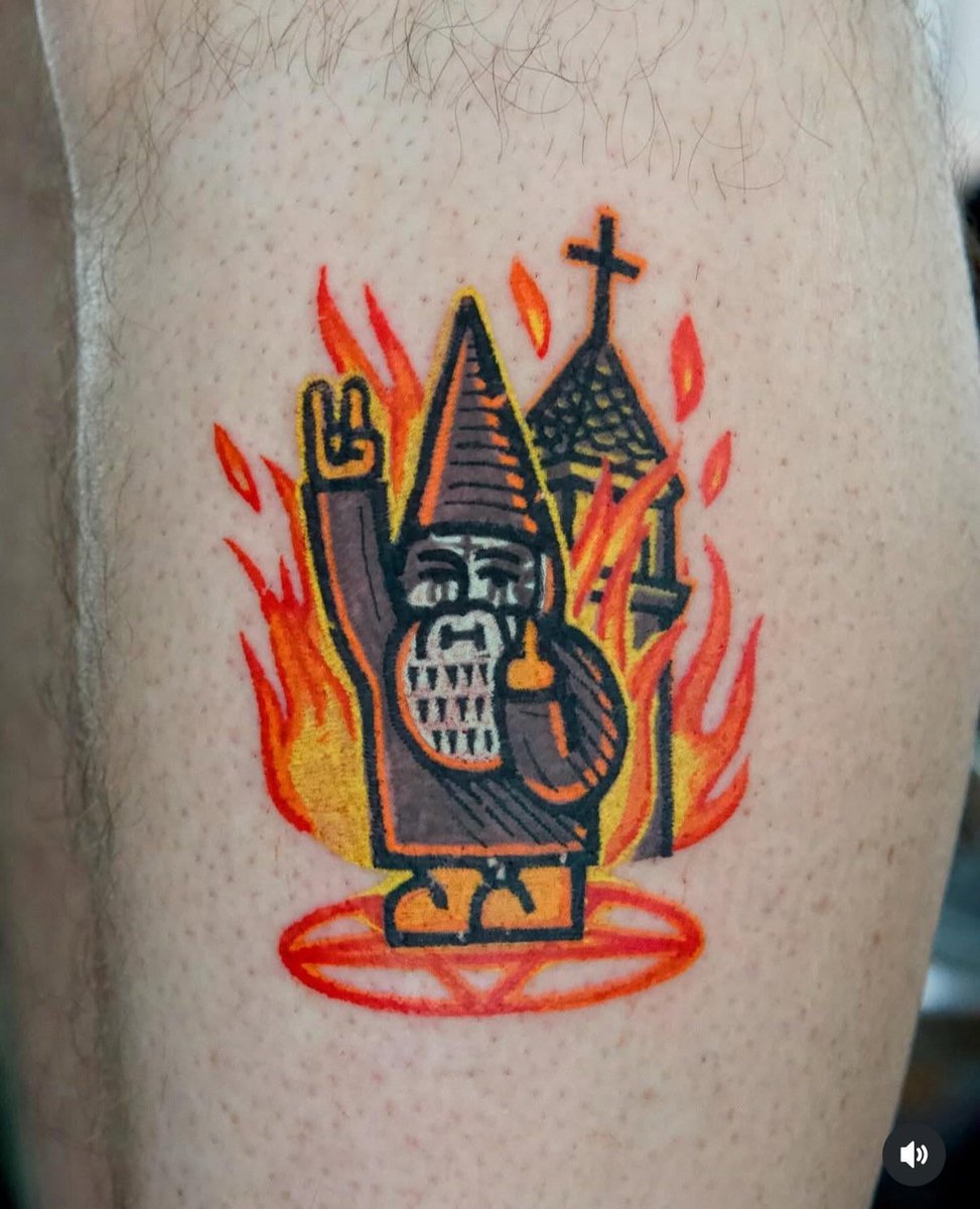 Photo of the tattoo titled Black Metal Gnome's Dark Charm