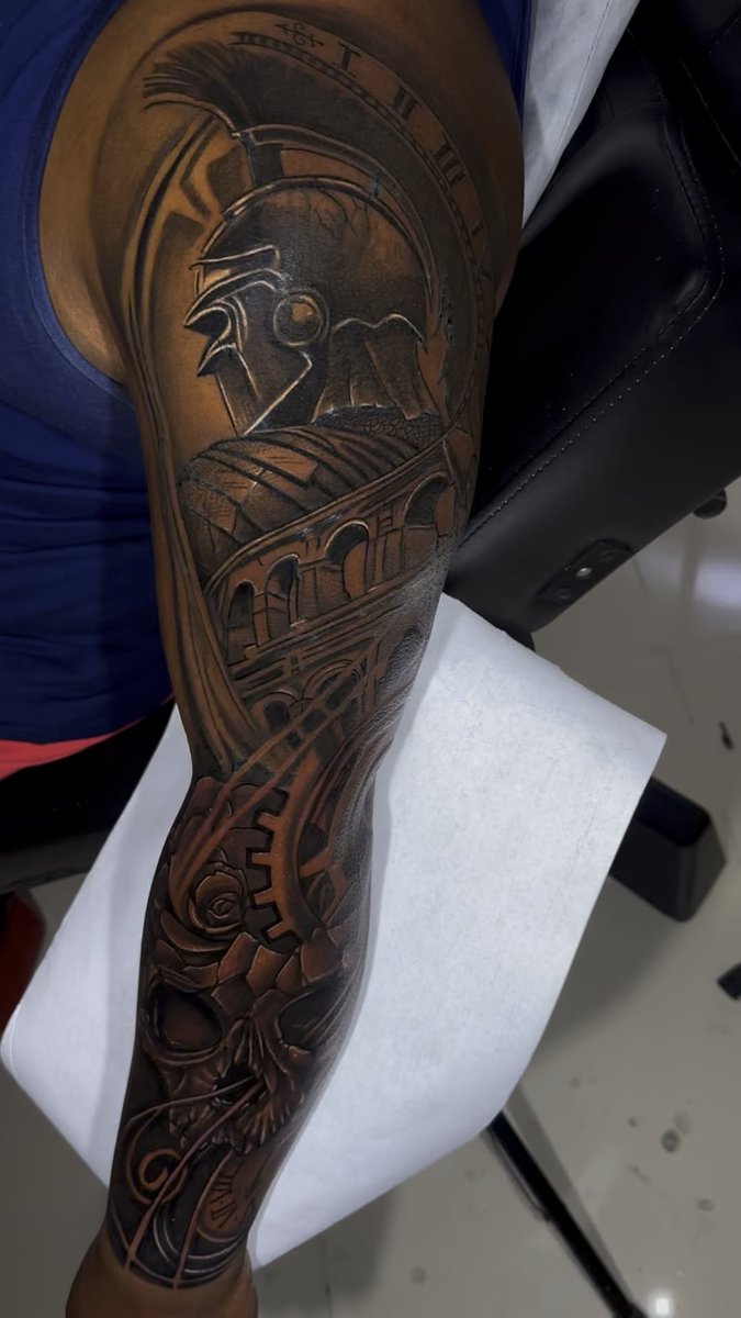 Photo of the tattoo titled Finished Spartan Sleeve