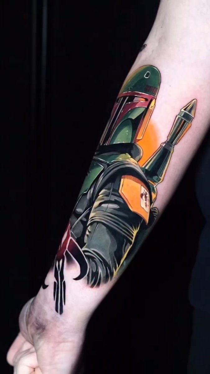 Photo of the tattoo titled Star Wars Bounty Hunter Sleeve