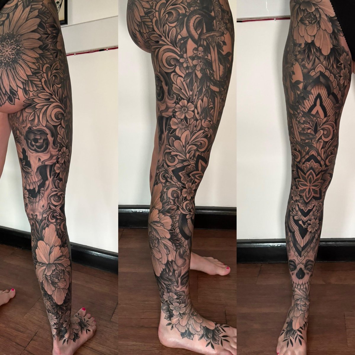 Photo of the tattoo titled Leg Sleeve Completion After Five Sessions