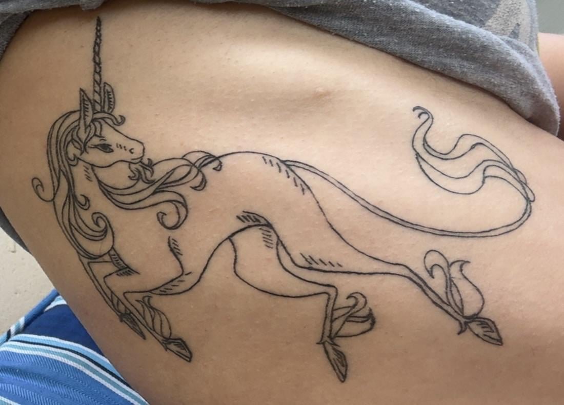 Photo of the tattoo titled My Magical Unicorn Rib Piece
