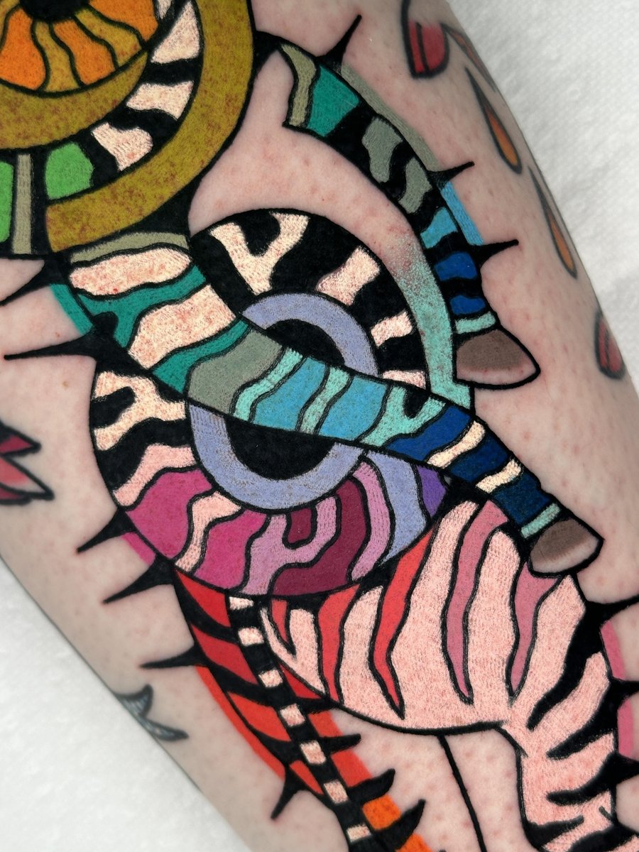 Photo of the tattoo titled Zebra calf tattoo breaks art block
