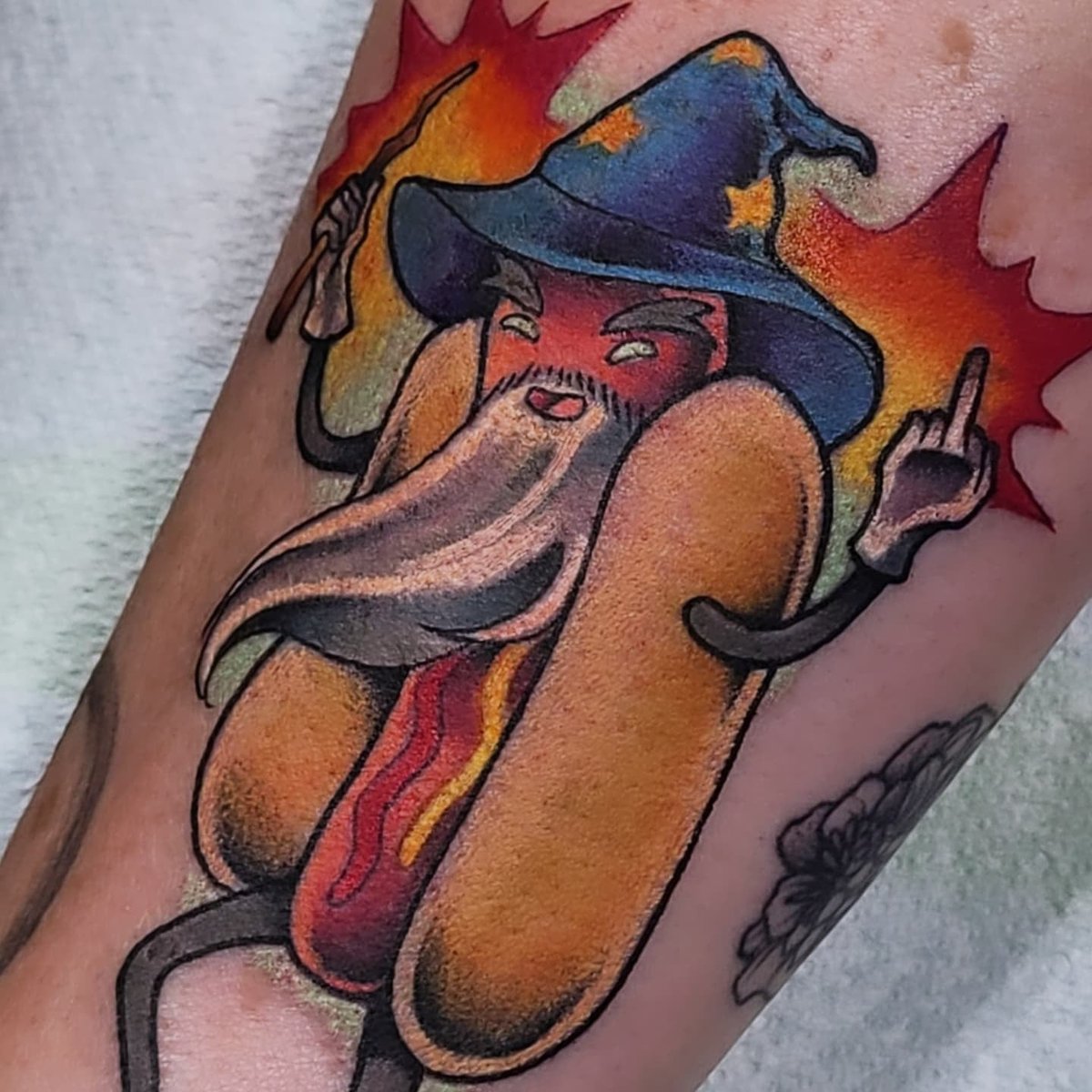 Photo of the tattoo titled Glizzy Wizard Commission