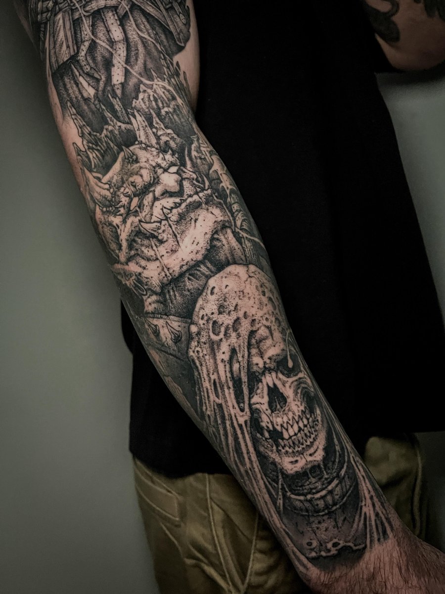 Photo of the tattoo titled Old School RPG Sleeve Progress
