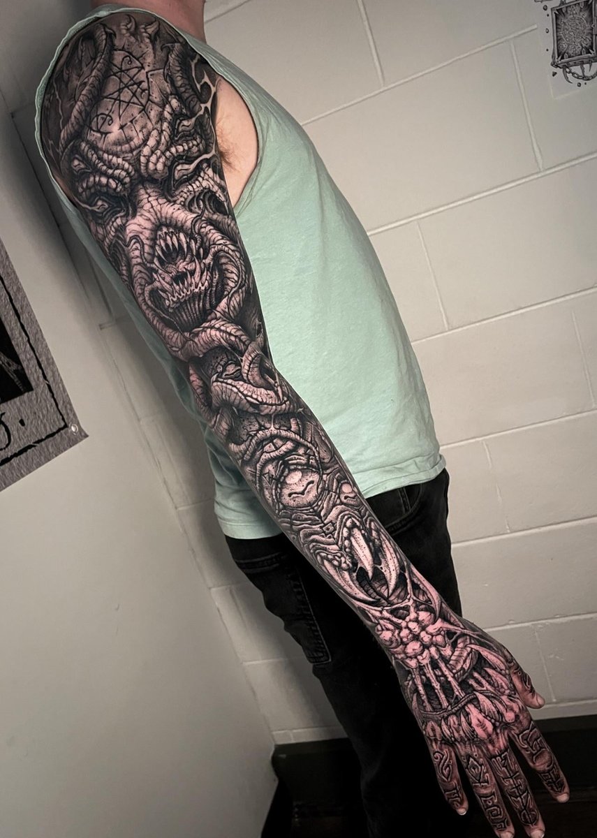 Photo of the tattoo titled Freehand Eldritch Lovecraft Sleeve