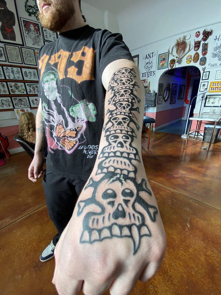 Photo of the tattoo titled Bold Skull Stack