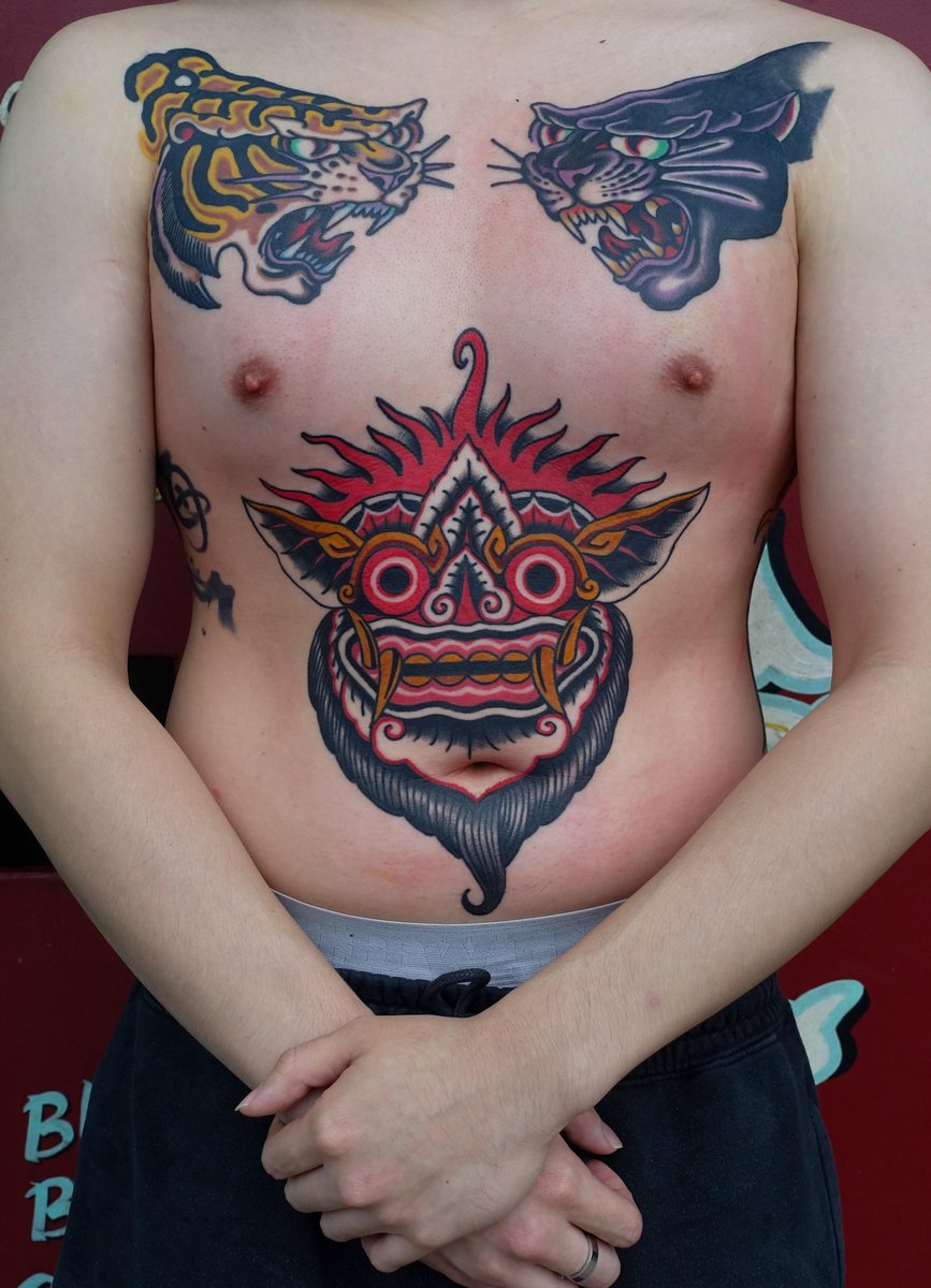 Photo of the tattoo titled Balinese Mask on Chest