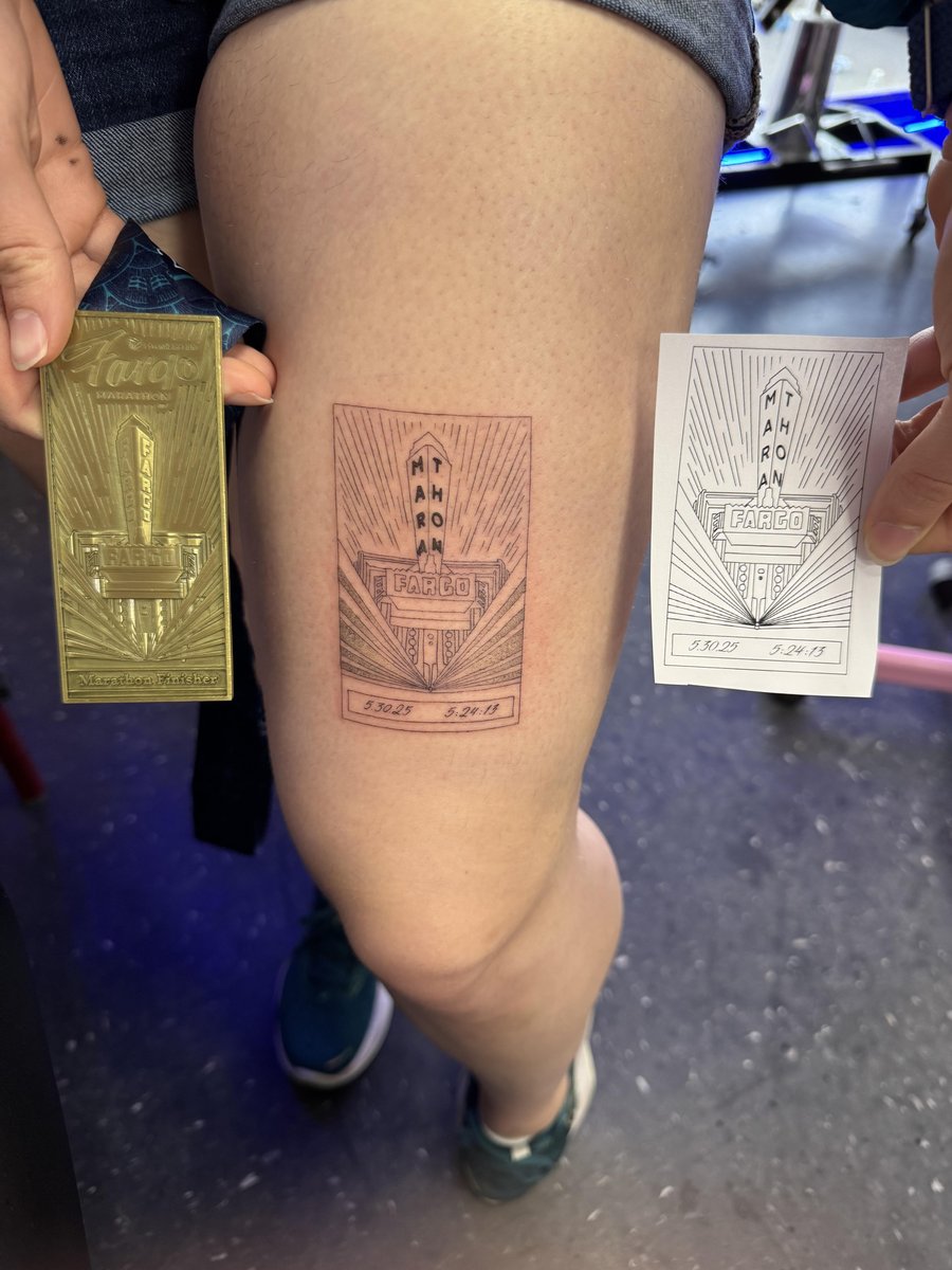 Photo of the tattoo titled Fargo Marathon Achievement Tattoo