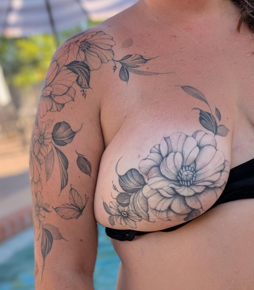 Photo of the tattoo titled Mastectomy Scar Cover-Up Flourish