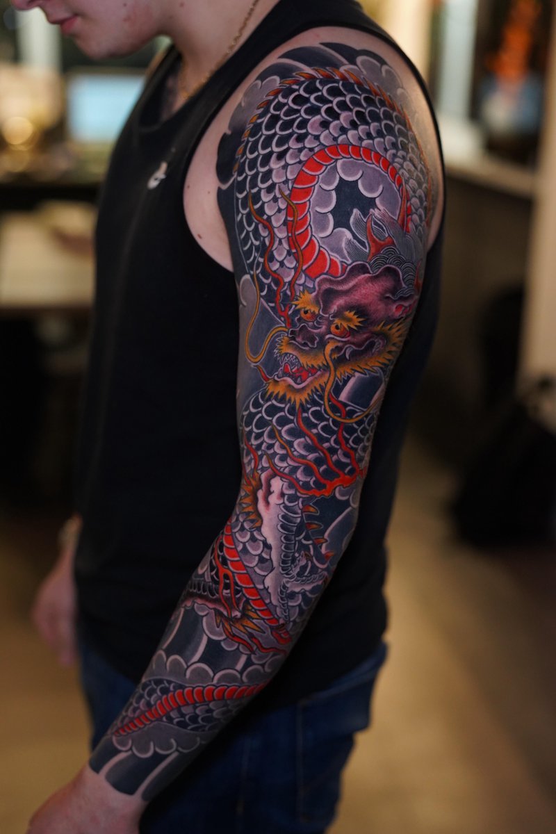 Photo of the tattoo titled My Incredible Dragon Sleeve