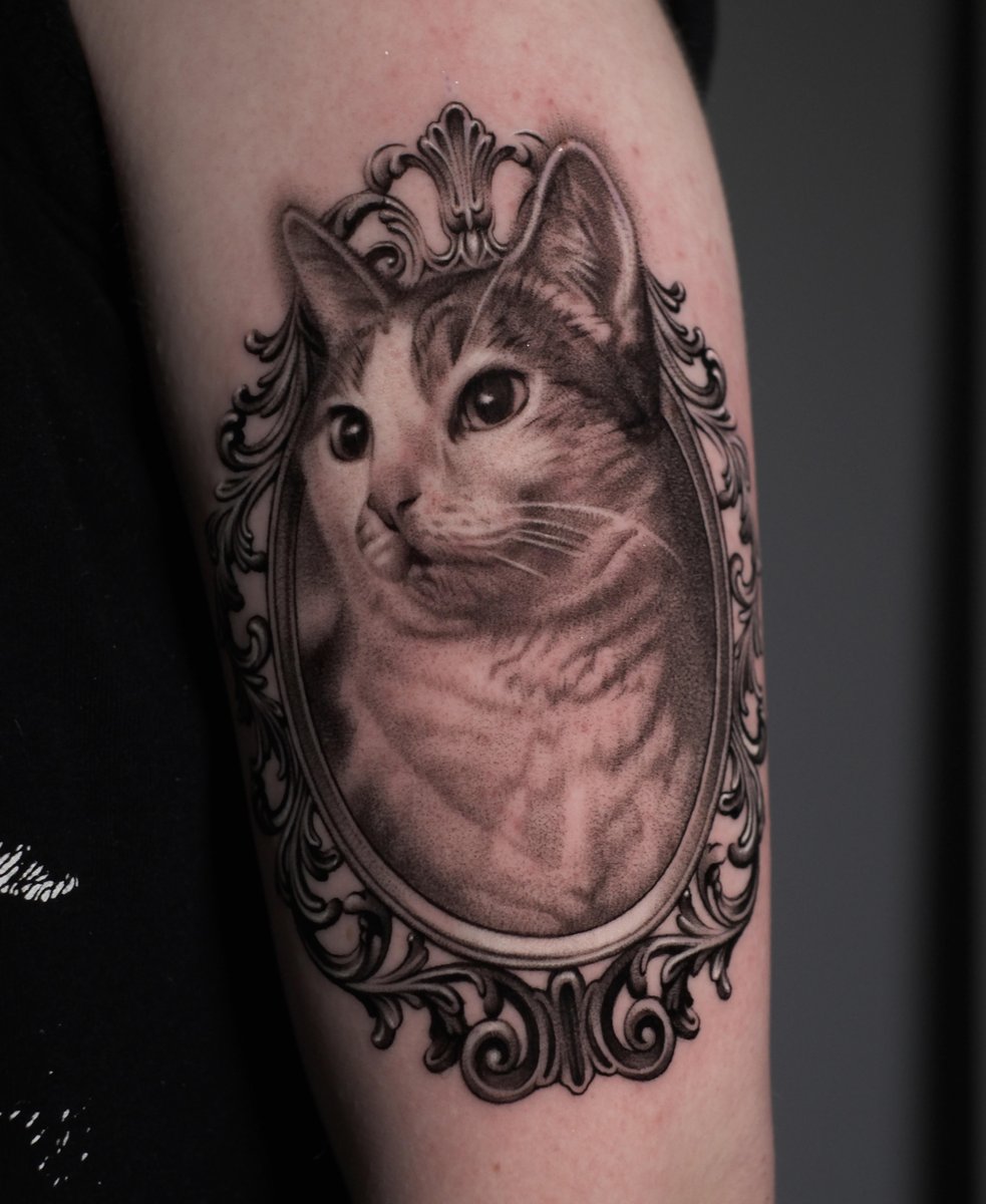 Photo of the tattoo titled Cherishing My Cat's Portrait