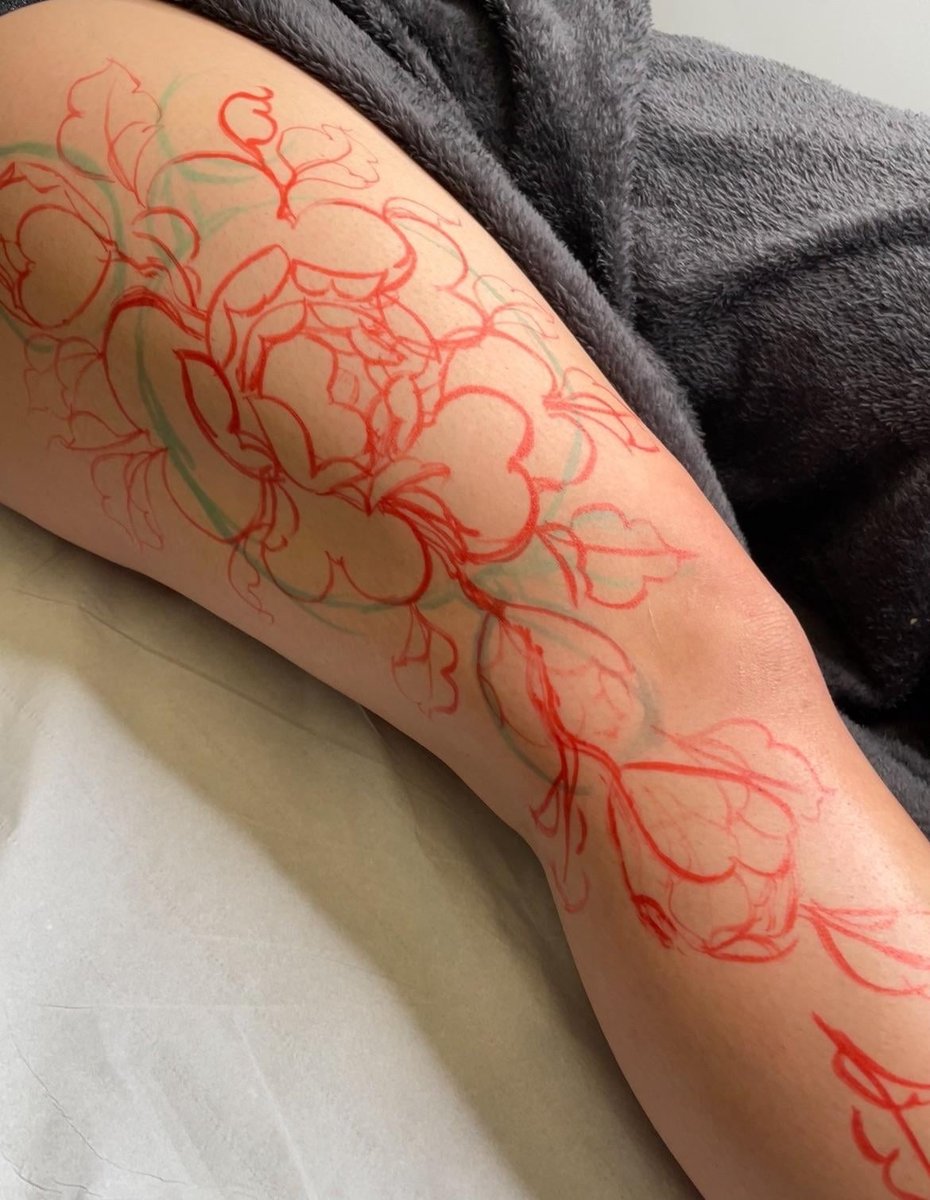 Photo of the tattoo titled Freehand Peonies Bloom