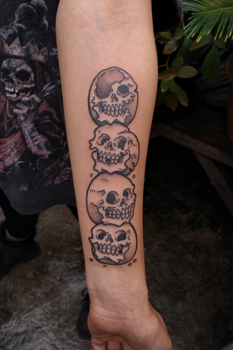 Photo of the tattoo titled Skull Stack by Matt Bailey