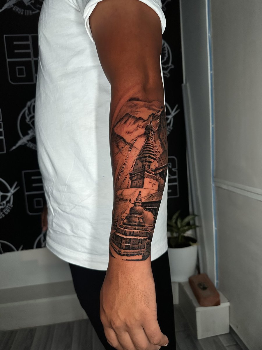 Photo of the tattoo titled Spiritual Journey to Swoyambhu