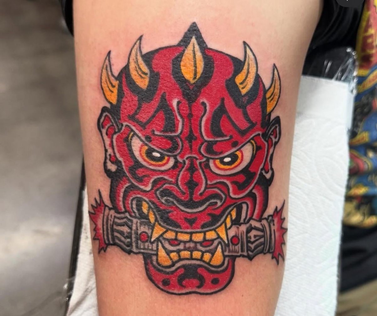 Photo of the tattoo titled Japanese Mask Inspired Darth Maul