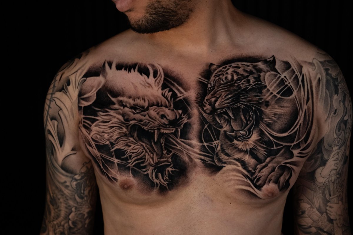 Photo of the tattoo titled Full Chest Masterpiece Unveiled