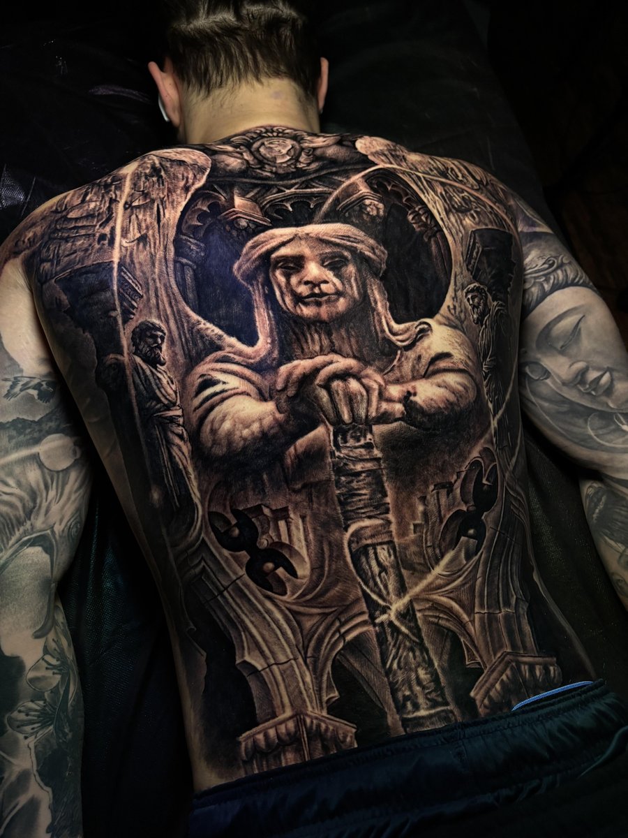 Photo of the tattoo titled Epic Back Piece Completed in 3 Days