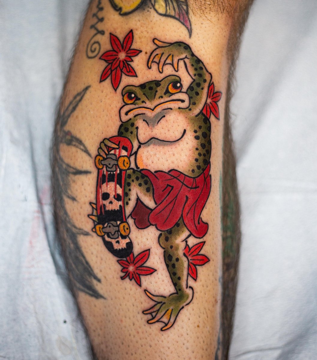 Photo of the tattoo titled Frog Shredder by Colton James