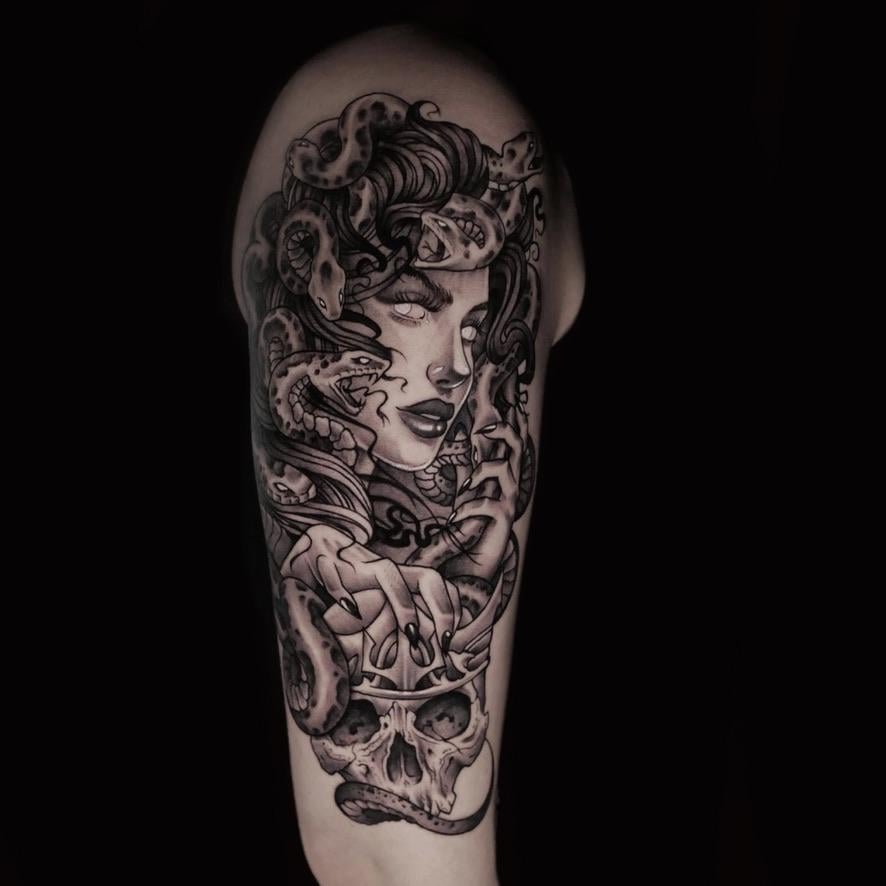 Photo of the tattoo titled Medusa Portrait from Brooklyn