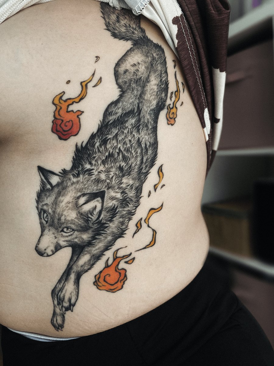 Photo of the tattoo titled Healed Kitsune Fox Art
