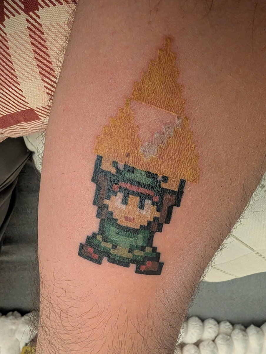 Photo of the tattoo titled Pixel Triforce Link