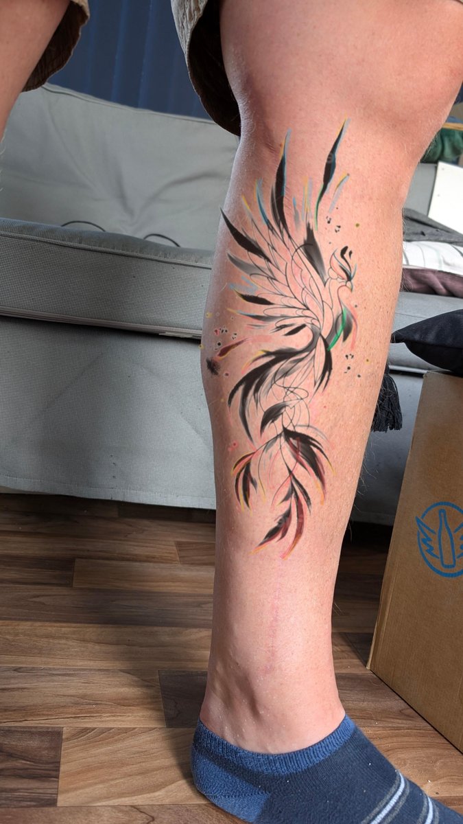 Photo of the tattoo titled Scar transformation with a subtle Phoenix