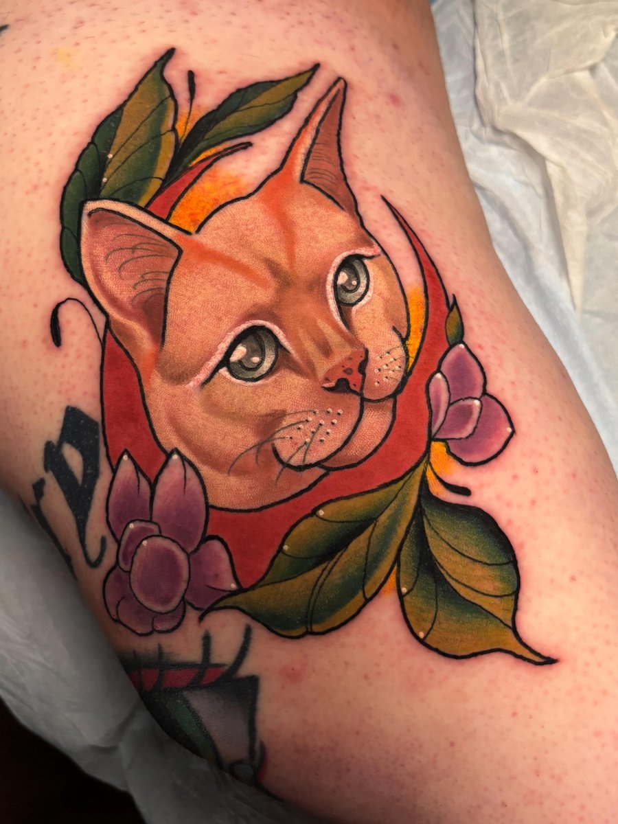 Photo of the tattoo titled Neotraditional Cat Portrait