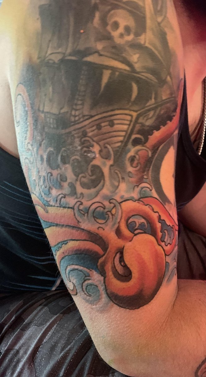 Photo of the tattoo titled Black Pearl's Kraken Treasure