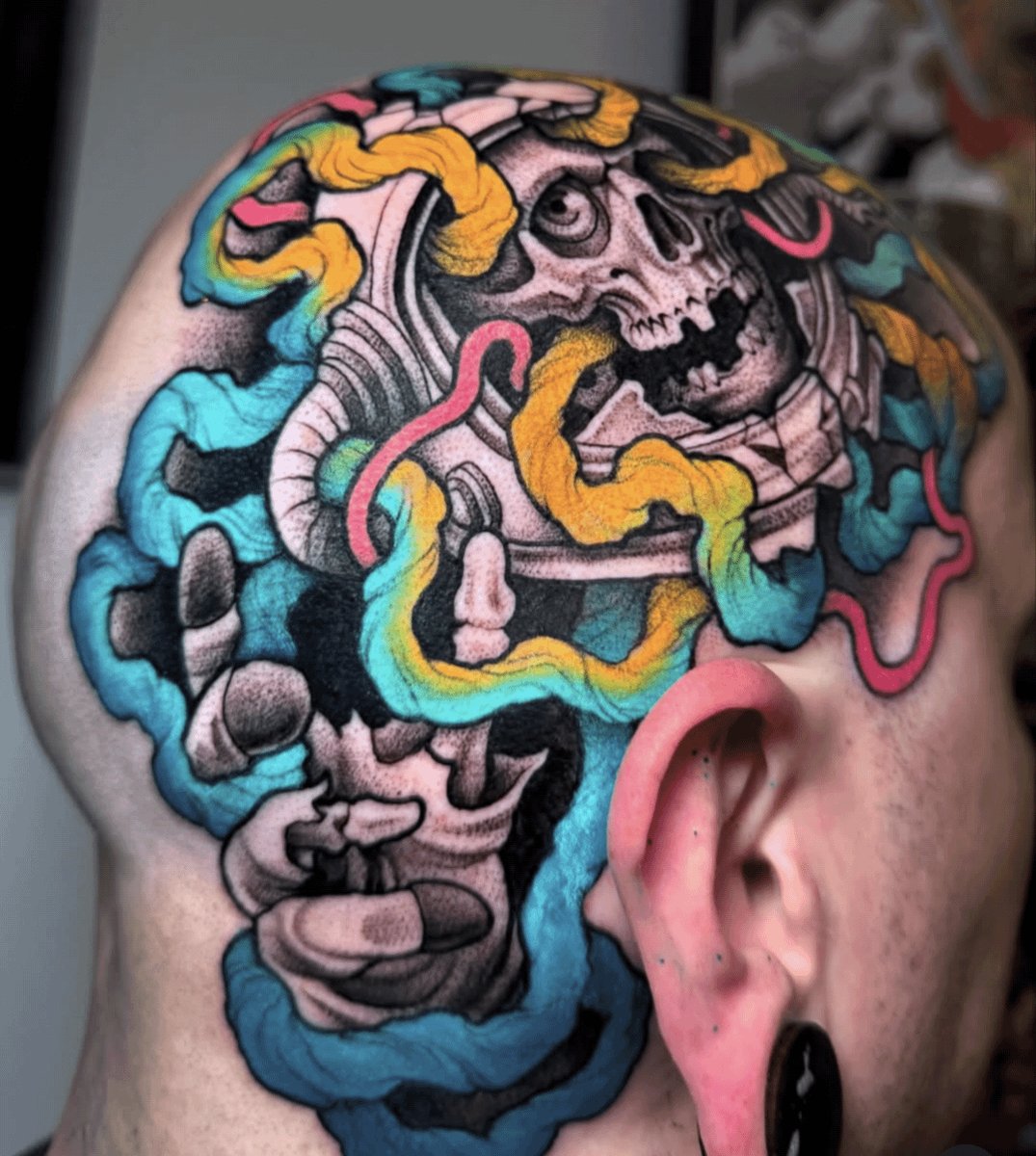 Photo of the tattoo titled New Head Piece by Marko Prenger