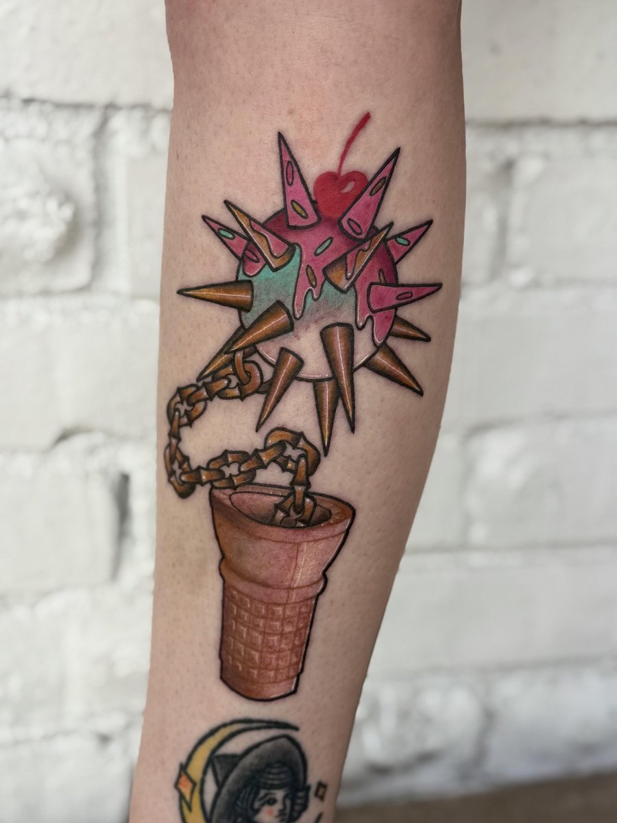 Photo of the tattoo titled Whimsical Ice Cream Cone Flail