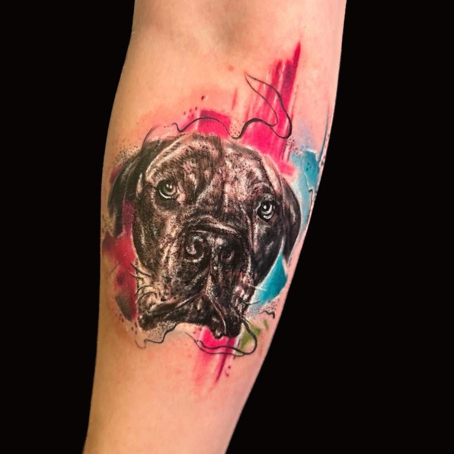 Photo of the tattoo titled Beloved Dog Portrait